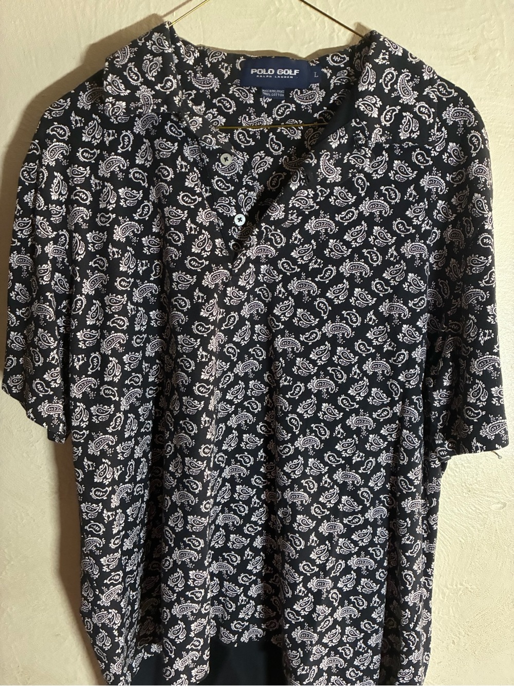 by Ralph Lauren Black & White Paisley Short-Sleeve Shirt